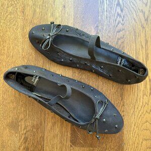 Jeffrey Campbell Releve Embellished Mesh Mary Jane Flats; Black; Size 7.5